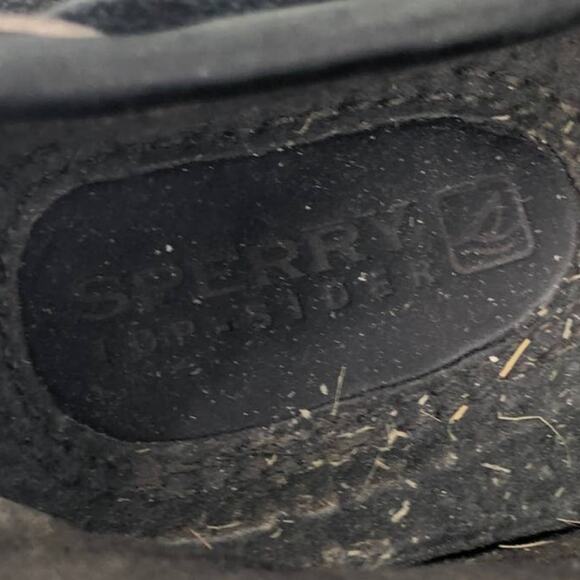 Sperry Top-Sider Black Bluefish 2-Eye Leather Slip On Tie Accent Boat Shoes - Picture 7 of 10